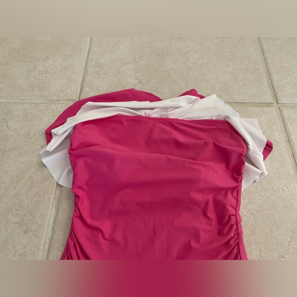 Tommy Hilfiger Ruffle Strapless One Piece Swimsuit - Size 10 - Picture 9 of 16